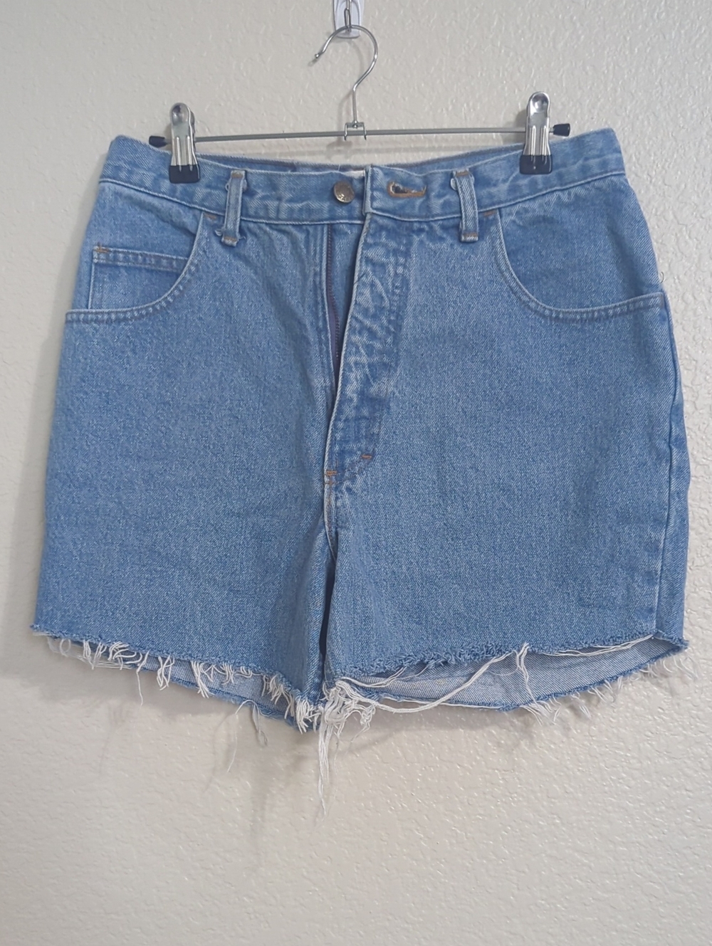 Moda International Light Blue Frayed Hem Denim Shorts